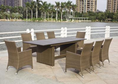 China Brown Outdoor Rattan Furniture Bracket / 8 Seater Rattan Dining Set for sale