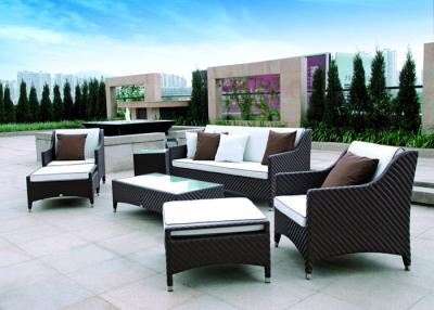 China Waterproof Brown Rattan Sofa Set Outdoor / Indoor Living Room Furniture for sale