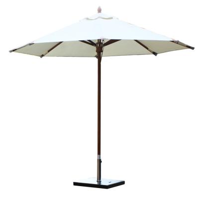 China White Parasol Outdoor Sun Umbrella with Wooden Pole , Outdoor Market Umbrella for sale