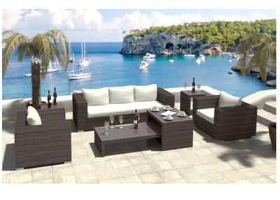 China Coffee / Black 7 Piece Rattan Garden Furniture , Rattan 3 Seater Sofa Set for sale