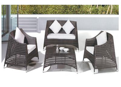 China Brown BBQ Rattan Garden Furniture Sofa Sets with Aluminum Frame for sale