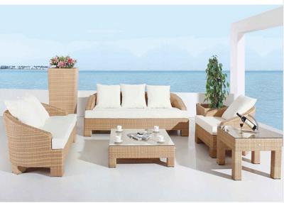 China Wood Multifuction Rattan Effect 6 Seat Patio Sofa Set With Flower Pot for sale