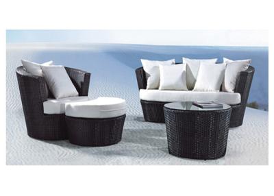 China Outdoor Circular Rattan Sofa Set Small Balcony Furniture With Feet Petal for sale