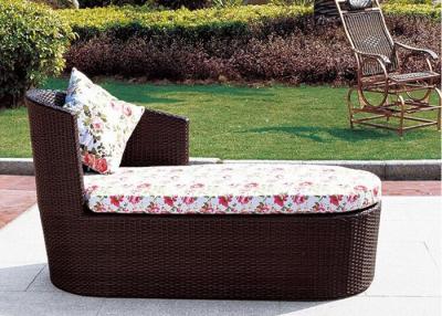 China Indoor Patio Furniture Rattan Chaise Lounge with Flower Cushion for sale