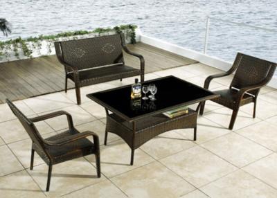 China Sun Room Furniture Plastic Rattan Dining Sets Outdoor , Dark Coffee for sale