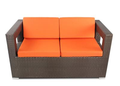 China Moderne Bruine PE Rotanbank 2 Seater voor Vergaderzaal, Vrije tijdsgebied Te koop