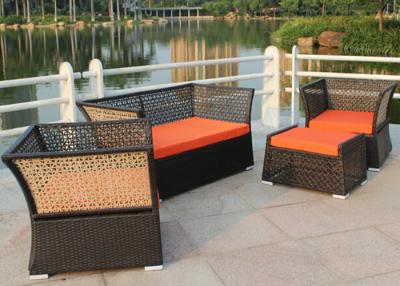 China Coffee Single Seater PE Rattan Sofa Garden Furniture With Foot Pedal for sale