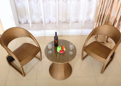 China Golden PE Rattan Dining Table And Chairs Outdoor Balcony Furniture for sale