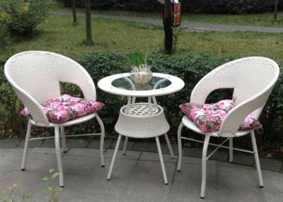 China White 2 Rattan Chairs With Table , Outdoor Coffee Shop Furniture for sale