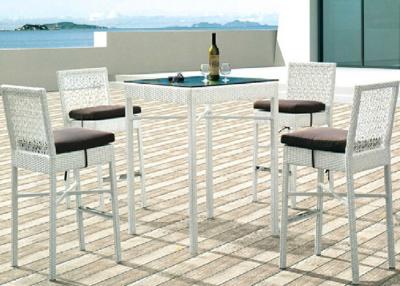 China Customized 5 Piece Rattan Bar Set White Rattan Outdoor Furniture for sale