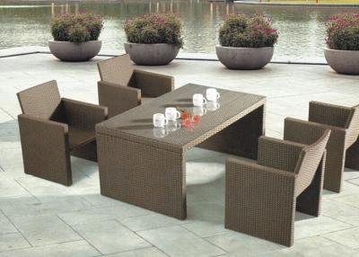 China Durable Brown Outdoor Rattan Bar Set with 4 Stools for Taproom , Villa for sale