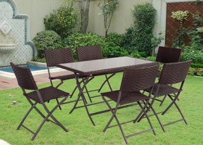 China Folding Outdoor Dining Set BBQ Garden Furniture Rattan Table And Chairs for sale