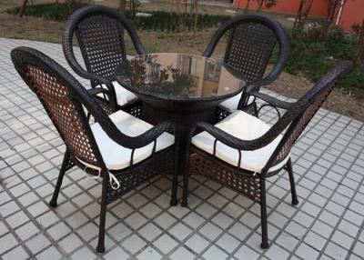 China Black Rattan Table And Chairs Set Outdoor Cafe Furniture with Four Seat for sale