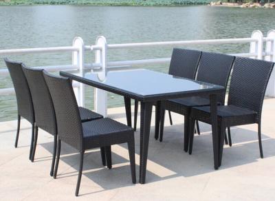 China Long Table PE Rattan Dining Set / 6 Seater Villa Elegant Furniture for sale