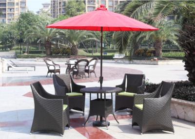 China Grey Outdoor Rattan Furniture Simple Coffee Table And Chair With Umbrella for sale