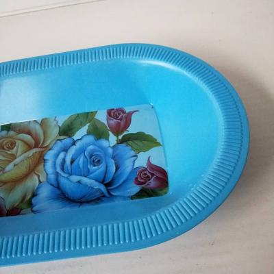 China Xinyuan Modern Oval Color Tray Egg Printing Plastic Plate Blue Background for sale