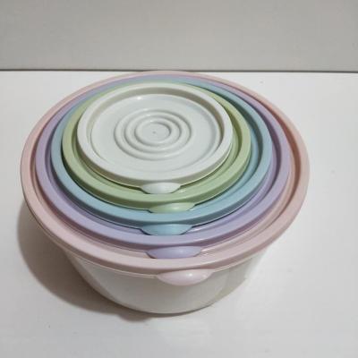 China Five Color Microwavable PP Material Circular Multicolor Macarone Sealed Plastic Cool Storage Box for sale