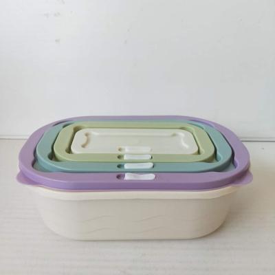 China Multicolor Microwavable Crisper Macaron pp Food Box Set 4 Food Storage High Quality Plastic Food Crisper for sale