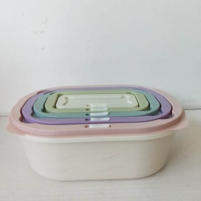 China Multicolor Microwavable Macaron PP Food Box Set Of 5 Food Storage Boxes Food Storage Container Crisper Tray for sale