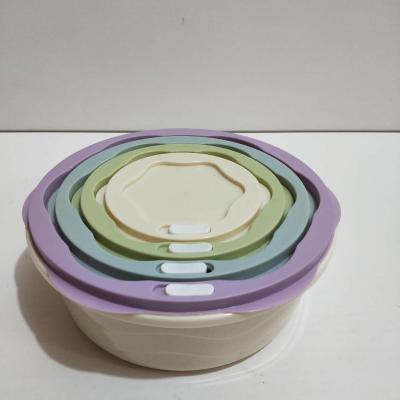 China Plastic Storage Crisper Frigidaire Bin Storage Box Multi-Function Round Microwavable Macaron Color Food Storage Boxes for sale