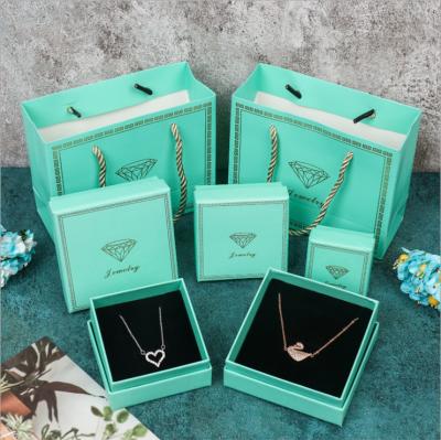 China Wholesale Trendy Stain Simple Fashion Jewelry Blue Paper Storage Box For Small Gift Box Travel Jewelry Box for sale