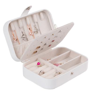 China Fashionable LOGO High Quality Luxury Jewelry Box Organizer Ring Portable Custom Pendant PU Leather White Gift Jewelry Packaging Boxes for sale