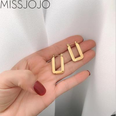 China CLASSIC Classic Women Fashion Jewelry Minimalist Square 18K Gold Mute Earring Titanium Steel U-Shape Earrings Jewelry for sale