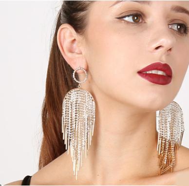 China Trendy Fashion Crystal Rhinestone Tassel Earrings Luxury 2020 for sale