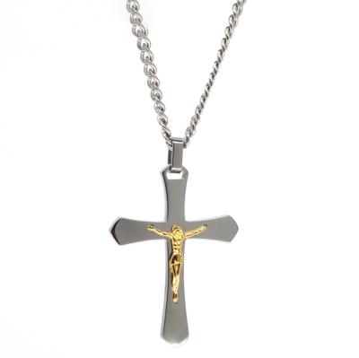 China Hiphop 2021 Personalized Men's Statement Jewelry 316L Stainless Steel Necklace Cross Drop Christian Jesus Necklace Pendants for sale