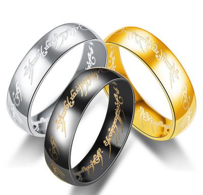 China 6MM fashion stainless steel ring TRENDY jewelry the lord of the rings is the same ring for sale