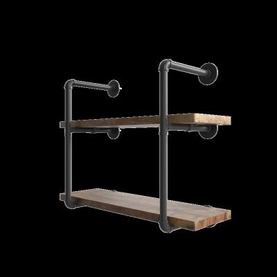 China (Others) Adjustable Kitchen Storage Shelf Rack Bath Towel Racks Iron Rustproof Black Pipes Connection Industrial Style Decoration for sale