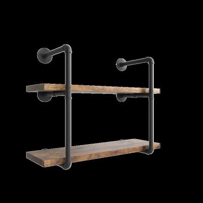 China (Others) Adjustable Industrial Pipe Shelves with Wood 3-Tiers, Rustic Shelf 36.2in, Wall Mount Metal Hung Bracket for sale