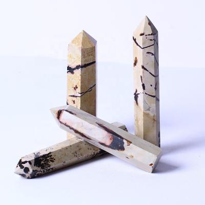 China Wholesale High Quality Natural Picture Jasper Stone Tower Point Europe Crystal Healing Obelisk Gemstone Decoration for Collection for sale