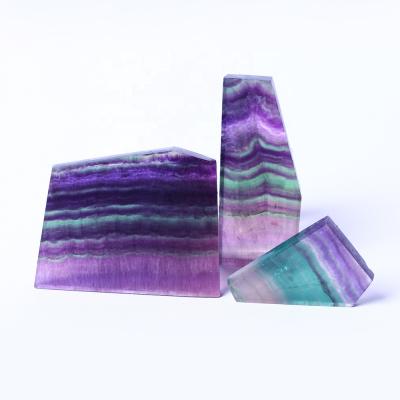 China Natural Healing Crystal Slab Reiki Gemstone Mineral Specimen Rainbow Fluorite Quartz Slice From Europe For Home Decoration for sale