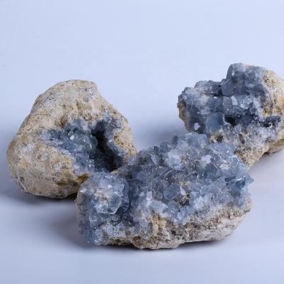 China Natural High Quality Quartz Crystal Crafts For Home Healing Celestite Geode Group Decoration Wholesale From Europe for sale