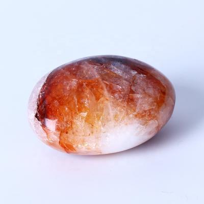 China Wholesale Natural Europe Fire Quartz Palm Stone Crystal Quartz Palm Healing Stone for Decoration for sale