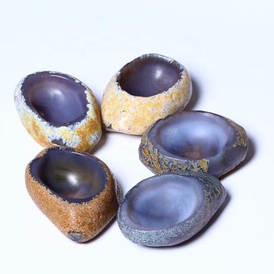 China Europe New Product High Quality Naturally Hand Carved Polished Crystal Agate Bowl Ashtray For Gifts for sale