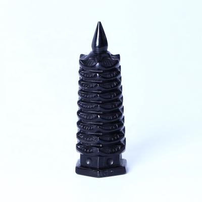 China Wholesale Europe High Quality Crystals Bulk Natural Healing Stones Carving Black Obsidian Tower For Feng Shui for sale