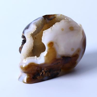 China Wholesale High Quality Natural Skulls From Europe Crystal Healing Crafts Quartzl Agate Druzy Carving Feng Shui Folk Crafts For Home De for sale