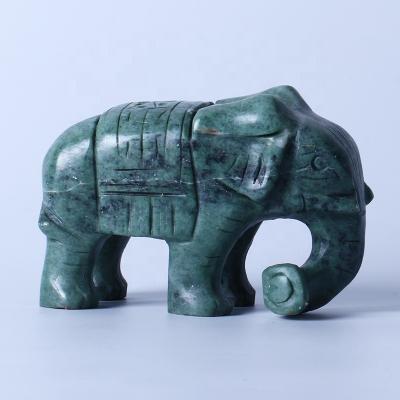 China Europe High Quality Hand Carved Stones Crystal Crafts Xiuyan Jade Elephant Jade Carvings For Healing Decoration for sale