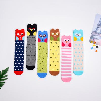 China Breathable animal knee socks boys and girls polka dot striped owl new children's stockings autumn and winter cartoon for sale