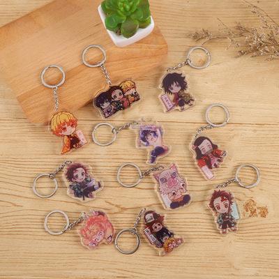 China Custom Clear Acrylic Double Coin Holder Key Chain Maker Ghost Killer Key Chain Event Pendant Gift for sale