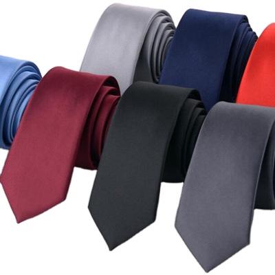 China Fashional Cloth Neck Tie Mens Business Casual Dress Polyester Silk Black Red Suit Solid Color Handmade Tie for sale