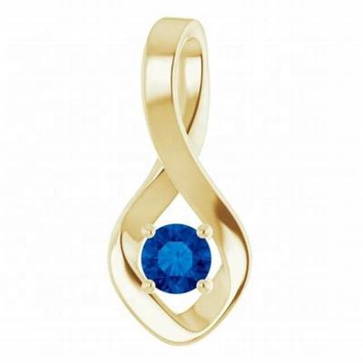 China 14k Yellow Gold Natural Blue Sapphire Bridal Wedding Romantic Pendant for sale