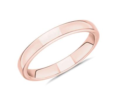 China 3mm 14K Rose Gold Ladies Medium Weight Romantic Court Wedding Bands or Rings for sale