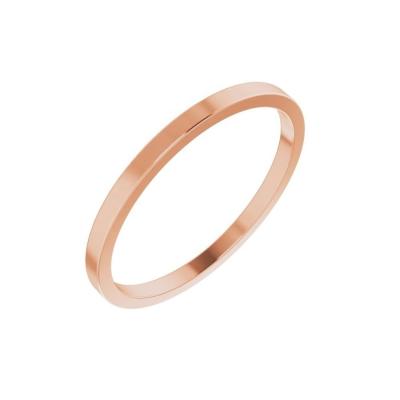 China 2021 Hot Sale Romantic 14k Rose Gold 1.5mm Ring Apartment Wedding Band Ring for sale