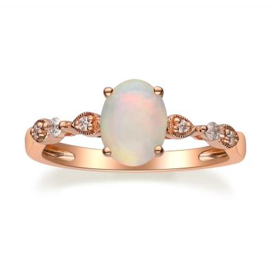 China Vinci New Arrival Product 14K Rose Gold Opal And Diamond Romantic Wedding Ring for sale