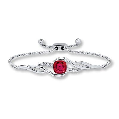 China Romantic High Quality 925 Sterling Silver Cushion Cut Ruby Wedding Gemstone Bracelet for sale