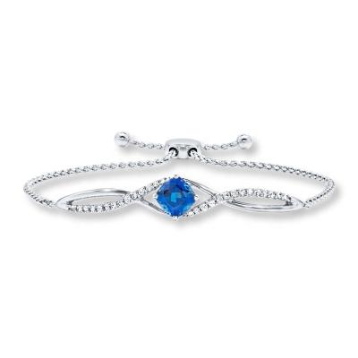 China Romantic Morden Style Bracelet 925 Sterling Silver Cushion Cut Blue Sapphire Hot Sale Lady's Bracelet for sale