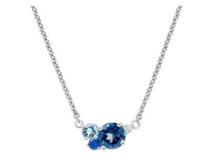 China Romantic Ready to Ship London Hot Sale Blue Topaz with Blue Sapphire 925 Sterling Silver Necklace for sale